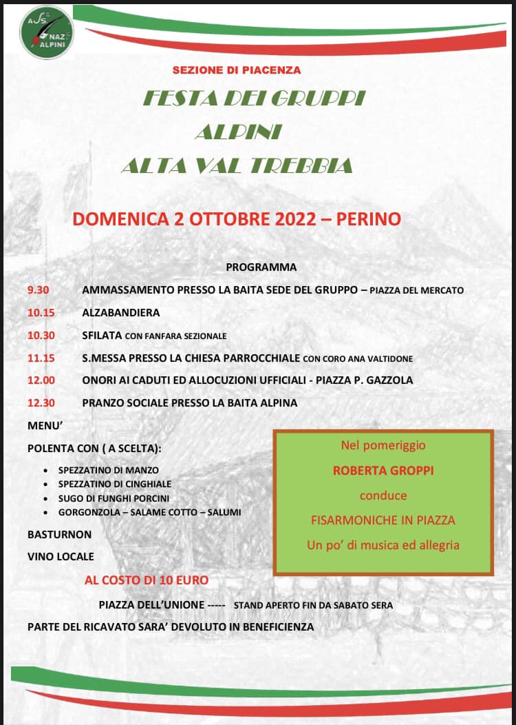 Festa dei Gruppi Alpini Alta Val Trebbia